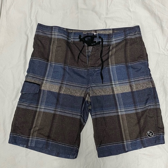 Ezekiel Other - Ezekiel Men's Blue Black and Grey Plaid Shorts, 36